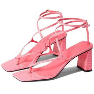NIB Guess Allon Strappy Dress Sandal Size 9 Pink Block Heels Leather Barbiecore